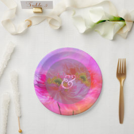 Rosa blommigt fantasi pappra tallrikar