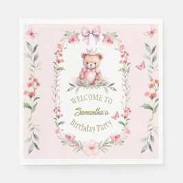 Rosa Blommigt Fantasies & Nalle Hugs Pappersservett