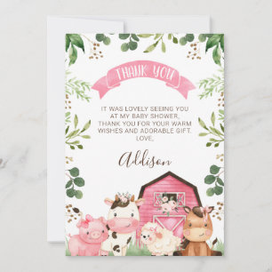 Rosa Blommigt Farm Barn Baby Shower Tack för ditt Inbjudningar