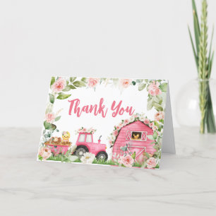 Rosa Blommigt Farm Barnyard Baby Shower Tack Kort