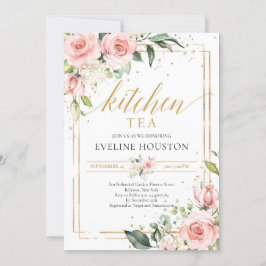 rosa blommigt faux guld ram kökstav inbjudningar