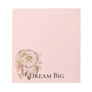 Rosa Blommigt Feathers Dream Catcher Anteckningsblock