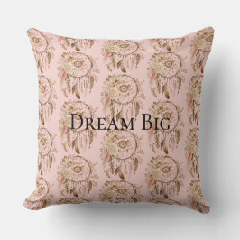  Rosa Blommigt Feathers Dream Catcher Kudde