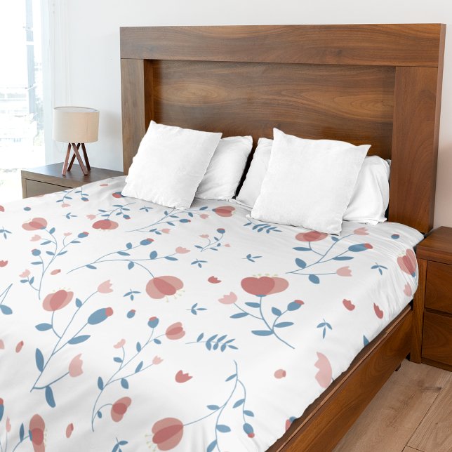 Rosa Blommigt Feminine Stil Cute Hand Drawn Stil Fleecefilt (Pink Floral Feminine Style Cute Hand-Drawn Style Fleece Blanket)