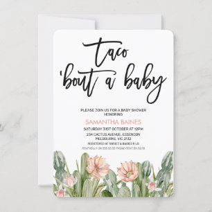 Rosa Blommigt Fiesta Cactus Succulent Baby Shower Inbjudningar
