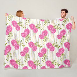 Rosa Blommigt Fleece Blanket