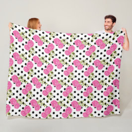 Rosa Blommigt Fleece Blanket