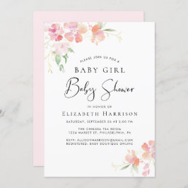 Rosa Blommigt Flicka Shower Inbjudningar