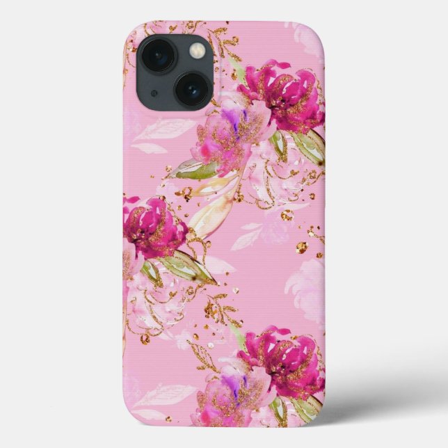 Rosa blommigt Fodral-Mate iphone case (Baksida)