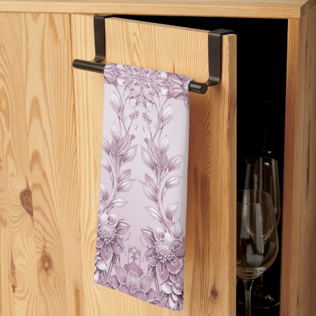 Rosa Blommigt Foliage Kitchen Towels Kökshandduk (Thirds Fold)