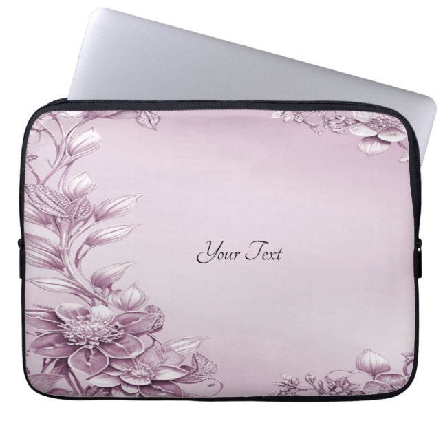 Rosa Blommigt Foliage Laptop sleeve (Framsidan)