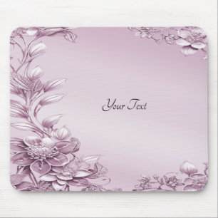 Rosa Blommigt Foliage Mousepad Musmatta