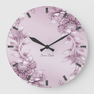Rosa Blommigt Foliage Wall Clock Stor Klocka