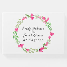 Rosa Blommigt för nedre utandningsluft Elegant Vit Gästböcker