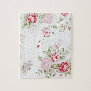 Rosa blommigt för shabby chic pussel