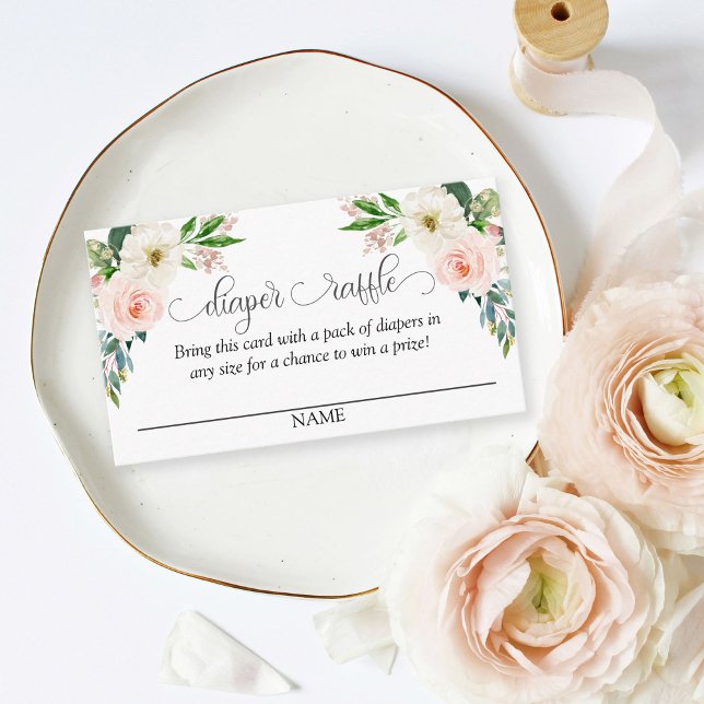  Rosa Blommigt Förminska Raffle-skripttext Tilläggskort (Skapare uppladdad)