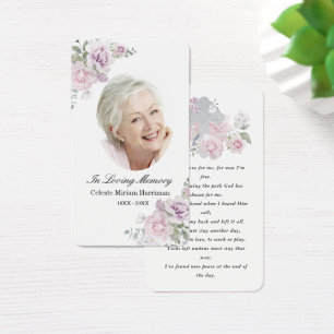 Rosa Blommigt - foto - begravningskort Visitkort