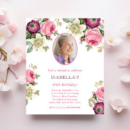Rosa Blommigt | Fotobudgetinbjudan på födelsedagen