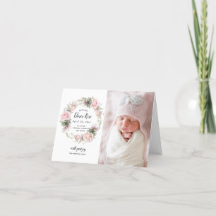 Rosa Blommigt Fotofödelsemeddelande Meddelande