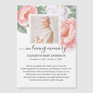 Rosa Blommigt Fotosympati Funeral Prayer Card