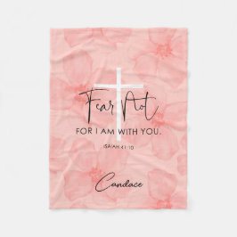Rosa Blommigt fruktan inte Isaiah 41:10 Bible Vers Fleecefilt