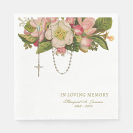 Rosa Blommigt Funeral Catholic Rosary Memorial Pappersservett