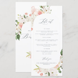 Rosa Blommigt Garden Birthday Menu dam Meny