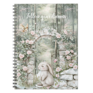 Rosa Blommigt Garden Bunny Dreams Anteckningsbok