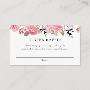 Rosa Blommigt Garden Diaper Raffle-höljeskort Tilläggskort