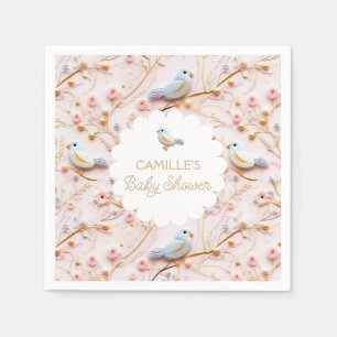 Rosa Blommigt Garden Girl Baby Shower Pappersservett