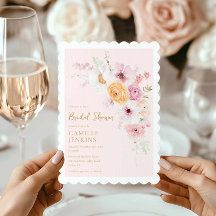 Rosa Blommigt Garden Inbjudningskort för möhippan