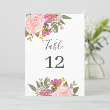 Rosa Blommigt Garden SpringWedding Bordsnummer