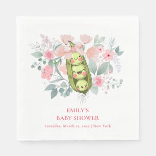 Rosa Blommigt Garden Sweet Pea in Pod Baby Shower Pappersservett
