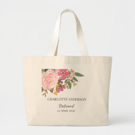 Rosa Blommigt Garden Vår Bridesmaid Namn Jumbo Tygkasse