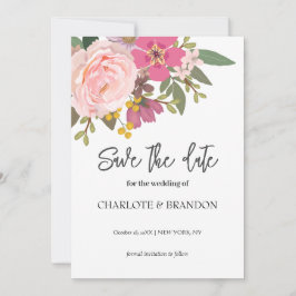 Rosa Blommigt Garden Vår bröllop Spara datum Inbjudningar