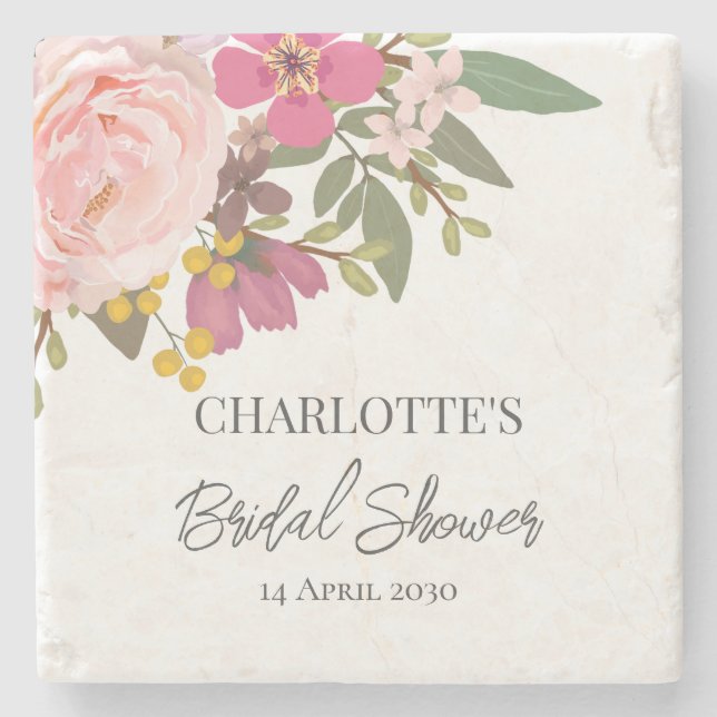 Rosa Blommigt Garden Vår Möhippa Stenunderlägg (Framsidan)