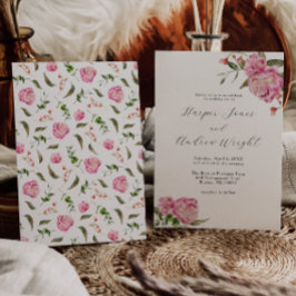 Rosa Blommigt Garden Wedding Wedding Inbjudningar