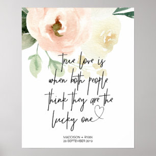 Rosa Blommigt Garden Wedmeds Äkta kärlek välkomstp Poster