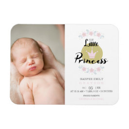Rosa Blommigt Garland Princess Krona Newborn Girl Magnet