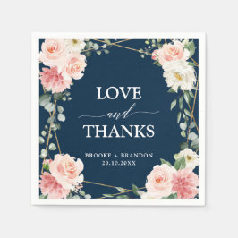 Rosa Blommigt Gavy Geometric Botanical Bröllop Pappersservett