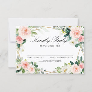 Rosa Blommigt Geometric Botanical Bröllop OSA Kort