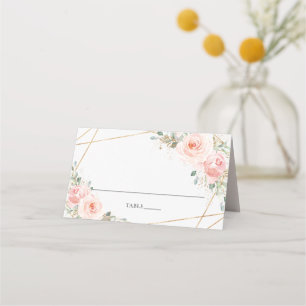  Rosa Blommigt Geometric Bröllop Guest Namn Placeringskort