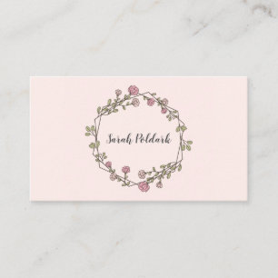 Rosa Blommigt Geometric Monogram-Telefonkort Visitkort