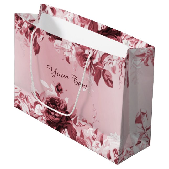 Rosa Blommigt Gift Bag (Framsidan Vinklad)