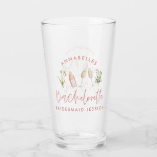 Rosa blommigt giftig cocktail vattenfärgbacheloret glaskopp