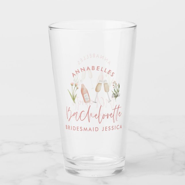 Rosa blommigt giftig cocktail vattenfärgbacheloret glaskopp (Framsida)