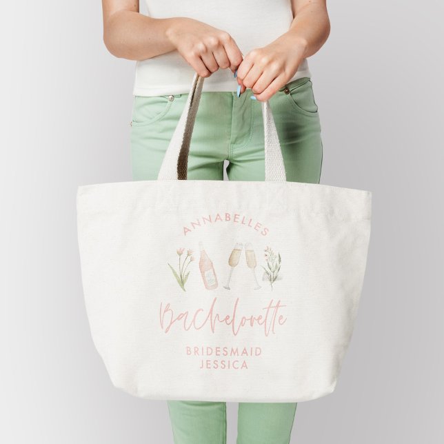 Rosa blommigt giftig cocktail vattenfärgbacheloret jumbo tygkasse (Skapare uppladdad)