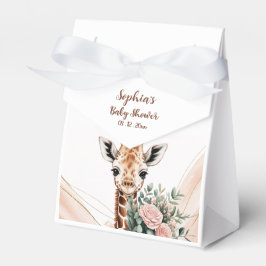 Rosa Blommigt Giraffe Safari Baby Shower Favor Box Presentaskar