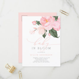  Rosa Blommigt Girl Baby in Bloom Shower Inbjudan Vykort