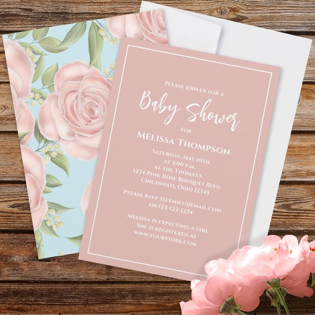 Rosa Blommigt Girl Baby Shower Anpassningsbar (Skapare uppladdad)